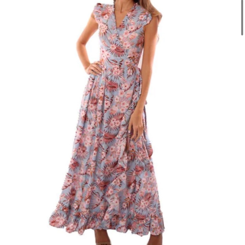 Tropical Wrap Maxi Dress